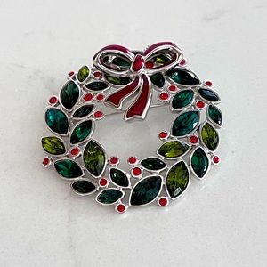 Swarovski Crystal Christmas wreath pin